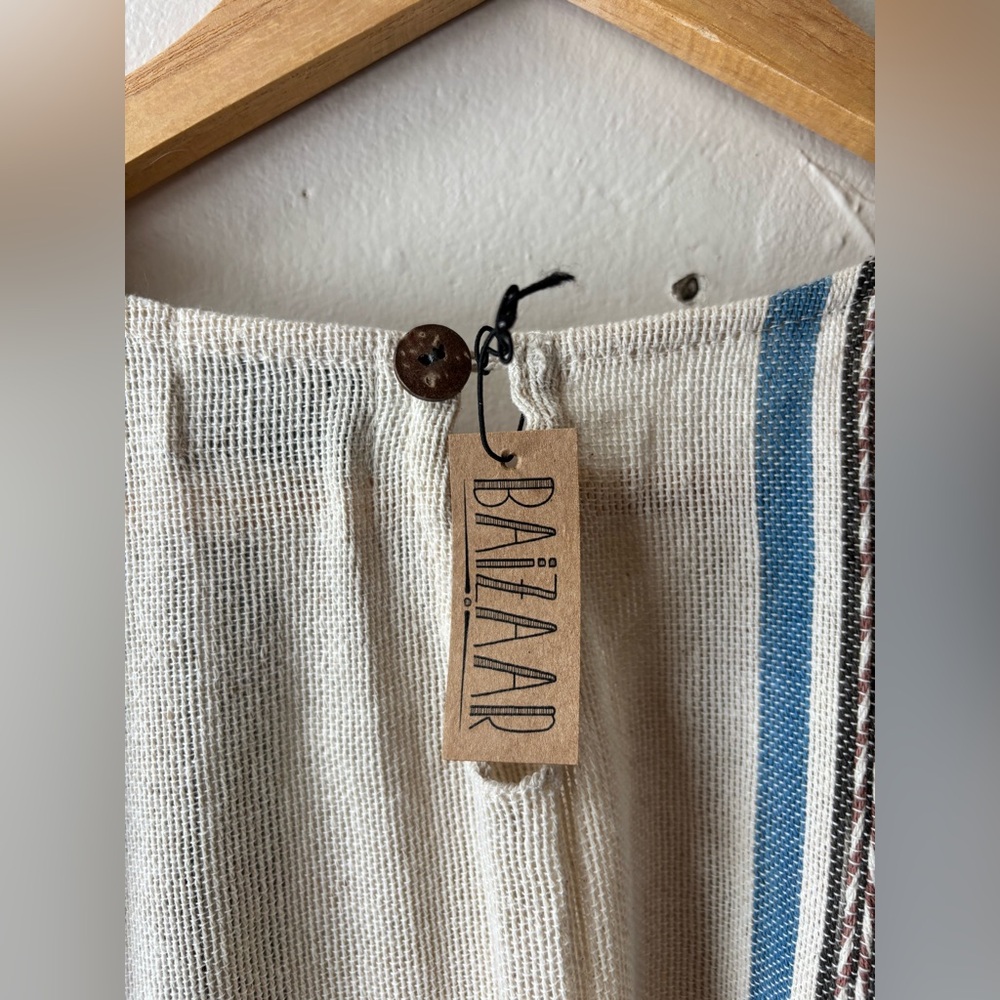 Baizaar Handmade Apparel Striped Cream and Brown Cotton Women's Top NWT - Picture 5 of 12